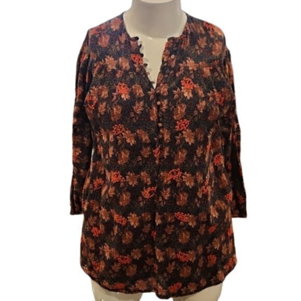 [Zara] Patterned 3/4 Sleeve Blouse - Size M